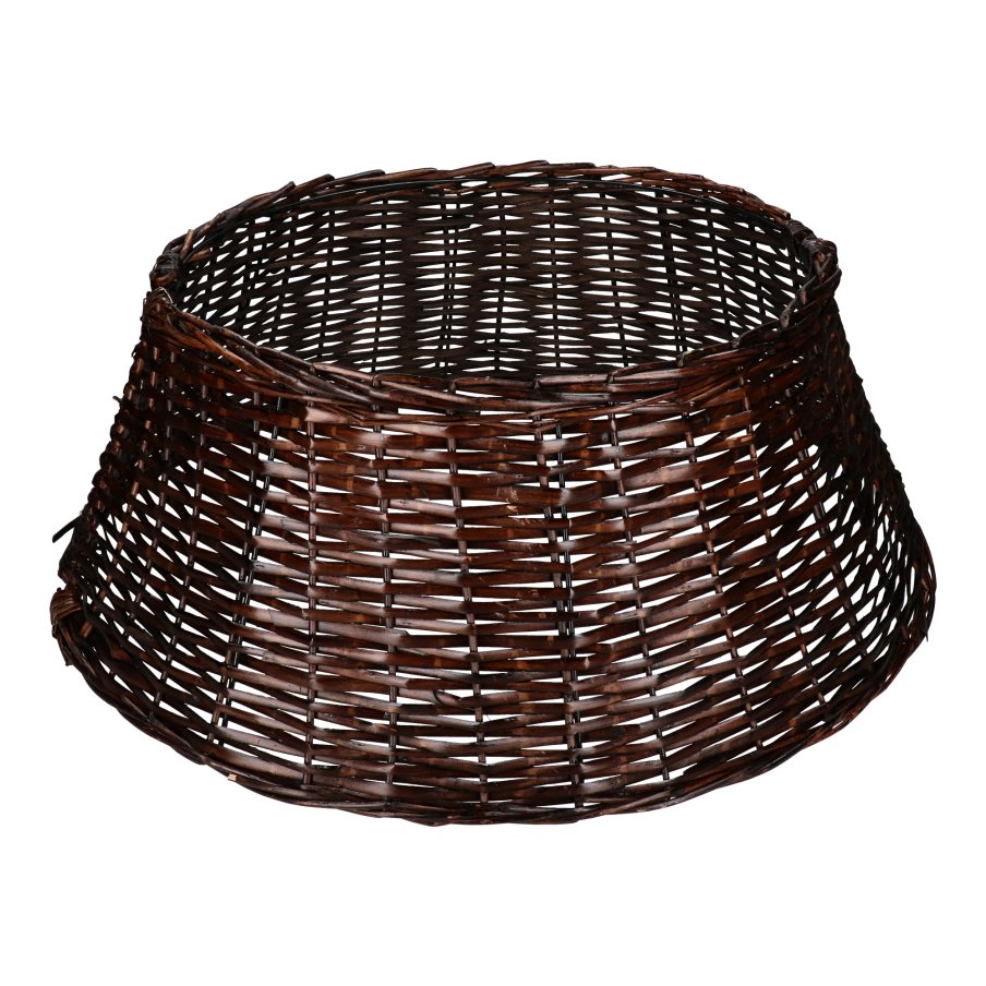 Brązowy kosz wiklinowy pod choinkę sztuczną