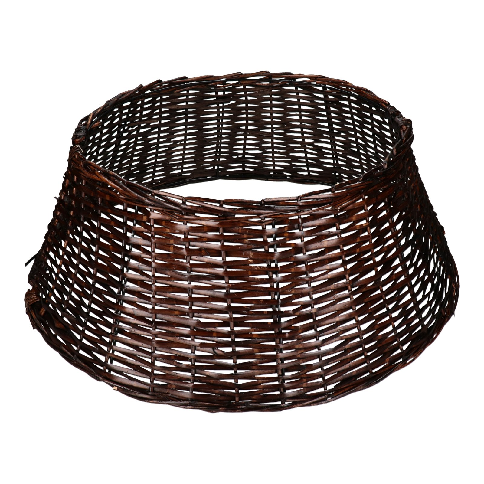 Brązowy kosz wiklinowy pod choinkę sztuczną