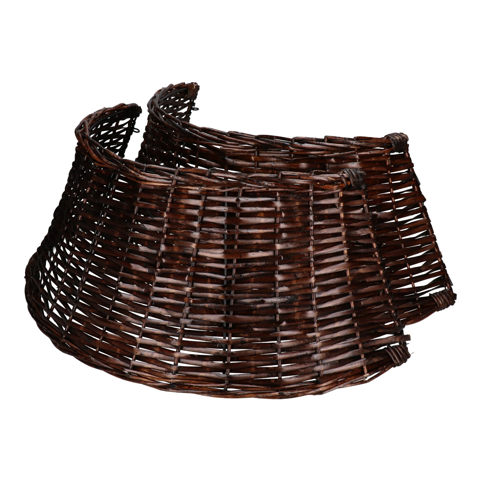 Brązowy kosz wiklinowy pod choinkę sztuczną