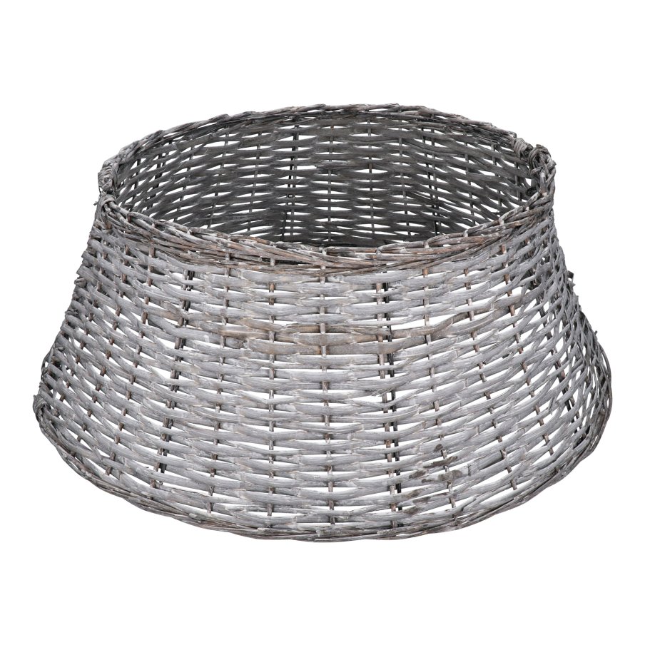 Biały kosz wiklinowy pod choinkę sztuczną