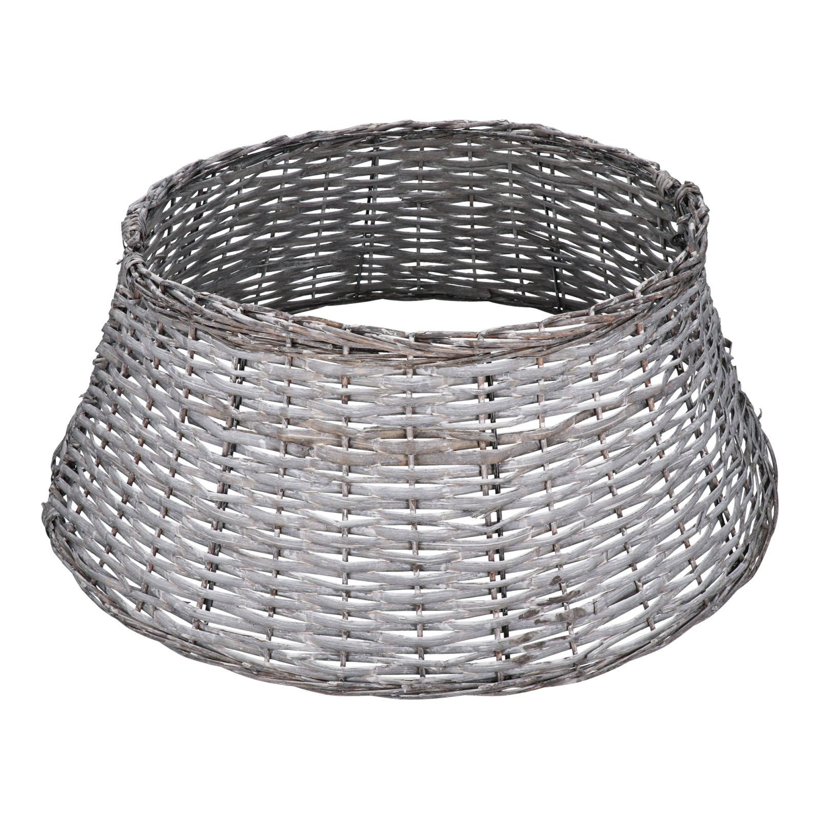 Biały kosz wiklinowy pod choinkę sztuczną