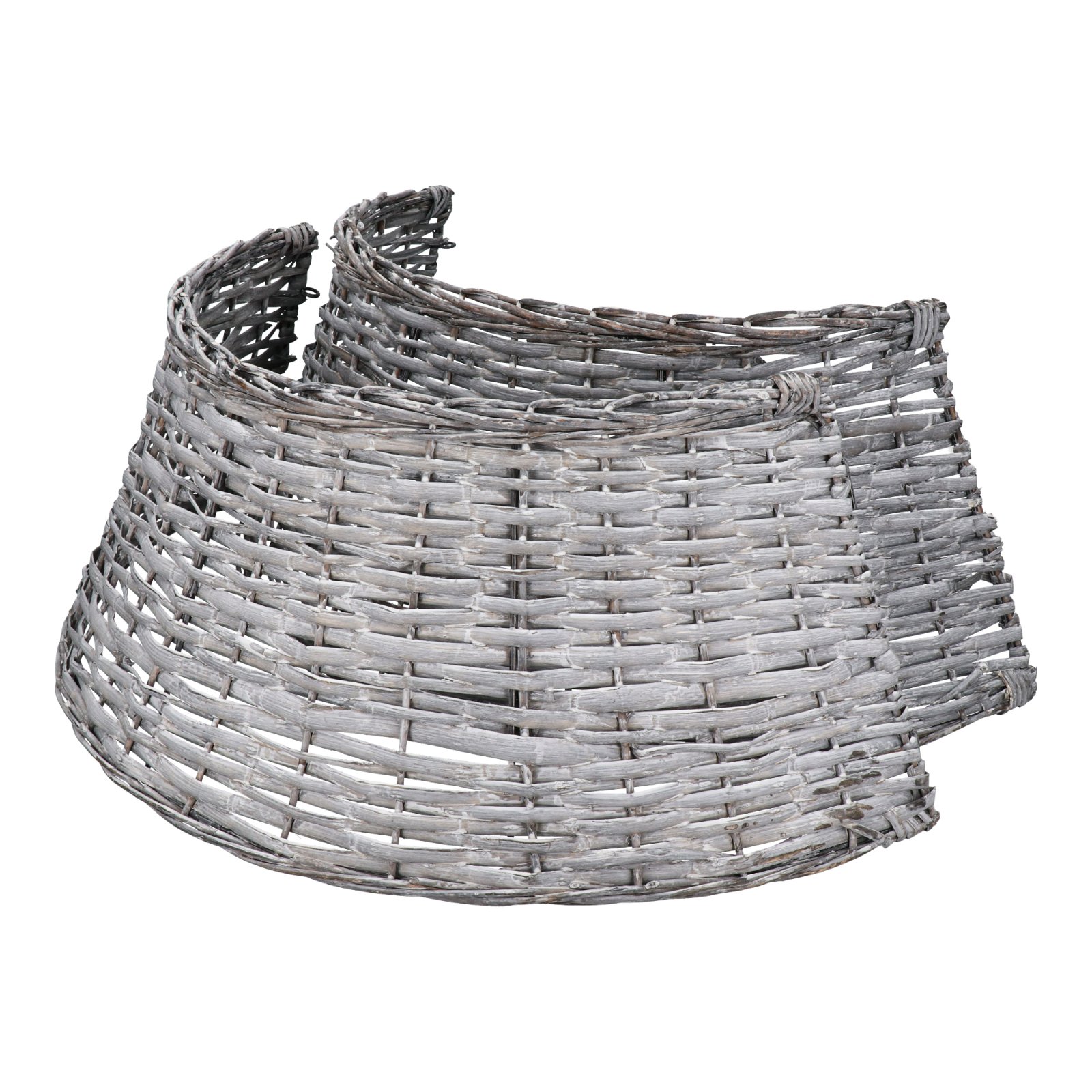 Biały kosz wiklinowy pod choinkę sztuczną